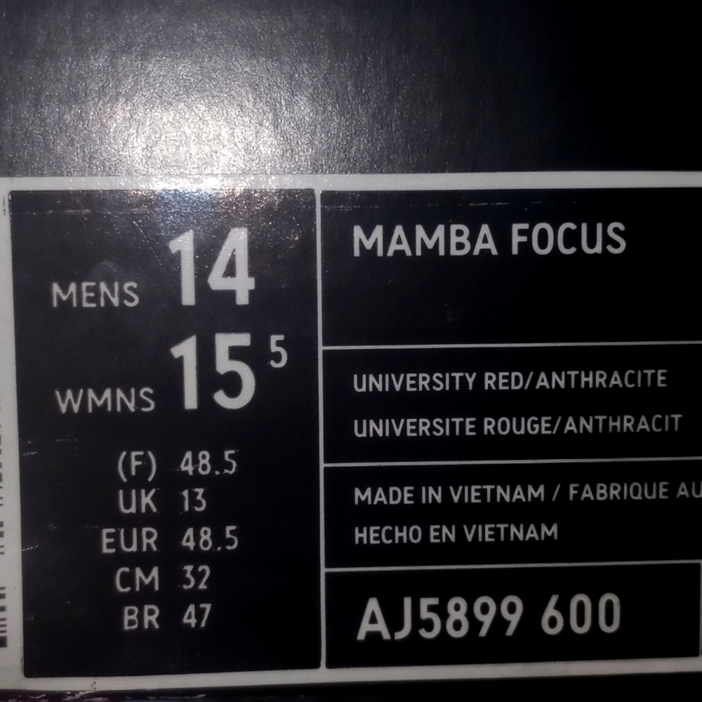 Nike Kobe Mamba Focus Basketball Shoes - Men's Size 14